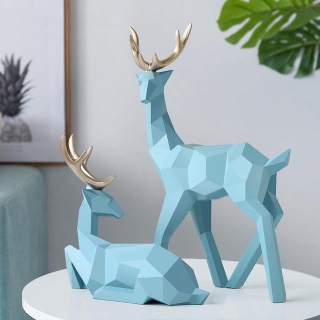 REINDEER SCANDINAVIAN SCULPTURE SET OF 2