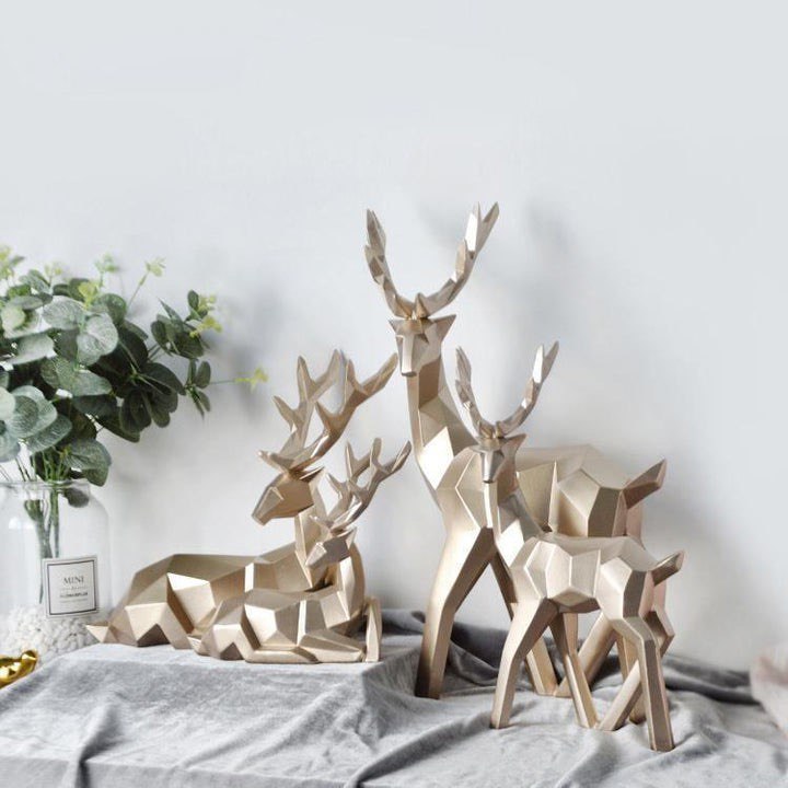 REINDEER SCANDINAVIAN SCULPTURE SET OF 2