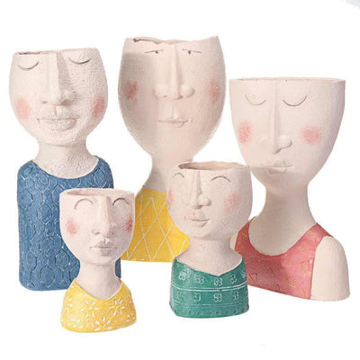 CARICATURE PORTRAIT FACE FIGURINE SCULPTURE PLANTER