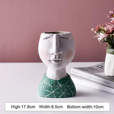 CARICATURE PORTRAIT FACE FIGURINE SCULPTURE PLANTER