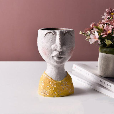 CARICATURE PORTRAIT FACE FIGURINE SCULPTURE PLANTER