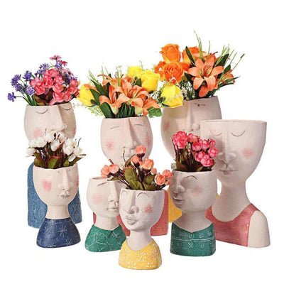 CARICATURE PORTRAIT FACE FIGURINE SCULPTURE PLANTER