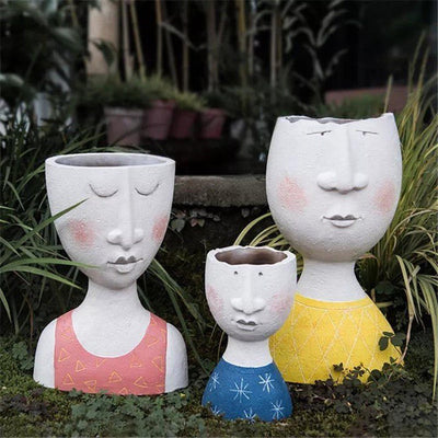 CARICATURE PORTRAIT FACE FIGURINE SCULPTURE PLANTER