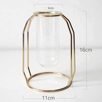 GEOMETRIC FLOATING IRON AND GLASS PROPAGATION VASE