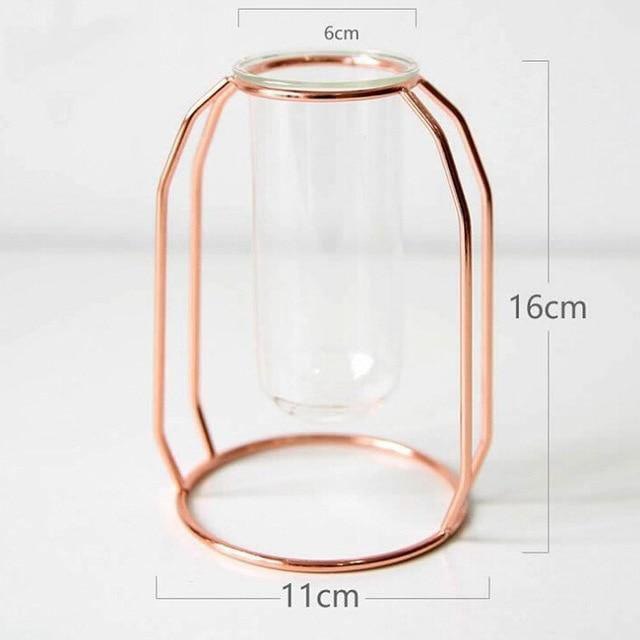 GEOMETRIC FLOATING IRON AND GLASS PROPAGATION VASE