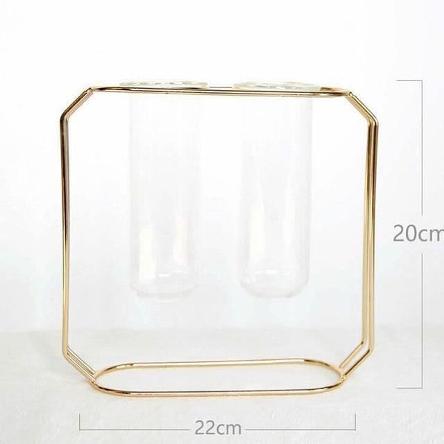 GEOMETRIC FLOATING IRON AND GLASS PROPAGATION VASE