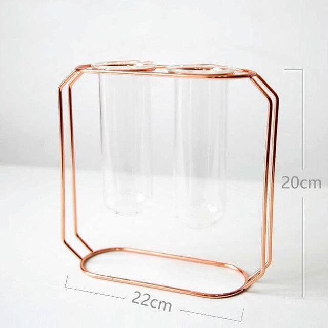 GEOMETRIC FLOATING IRON AND GLASS PROPAGATION VASE